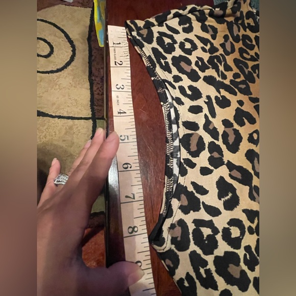 Lark & Ro Leopard Print Wrap Dress Polyester Cap Sleeve Mid-Length Stretchy XL - Picture 10 of 14